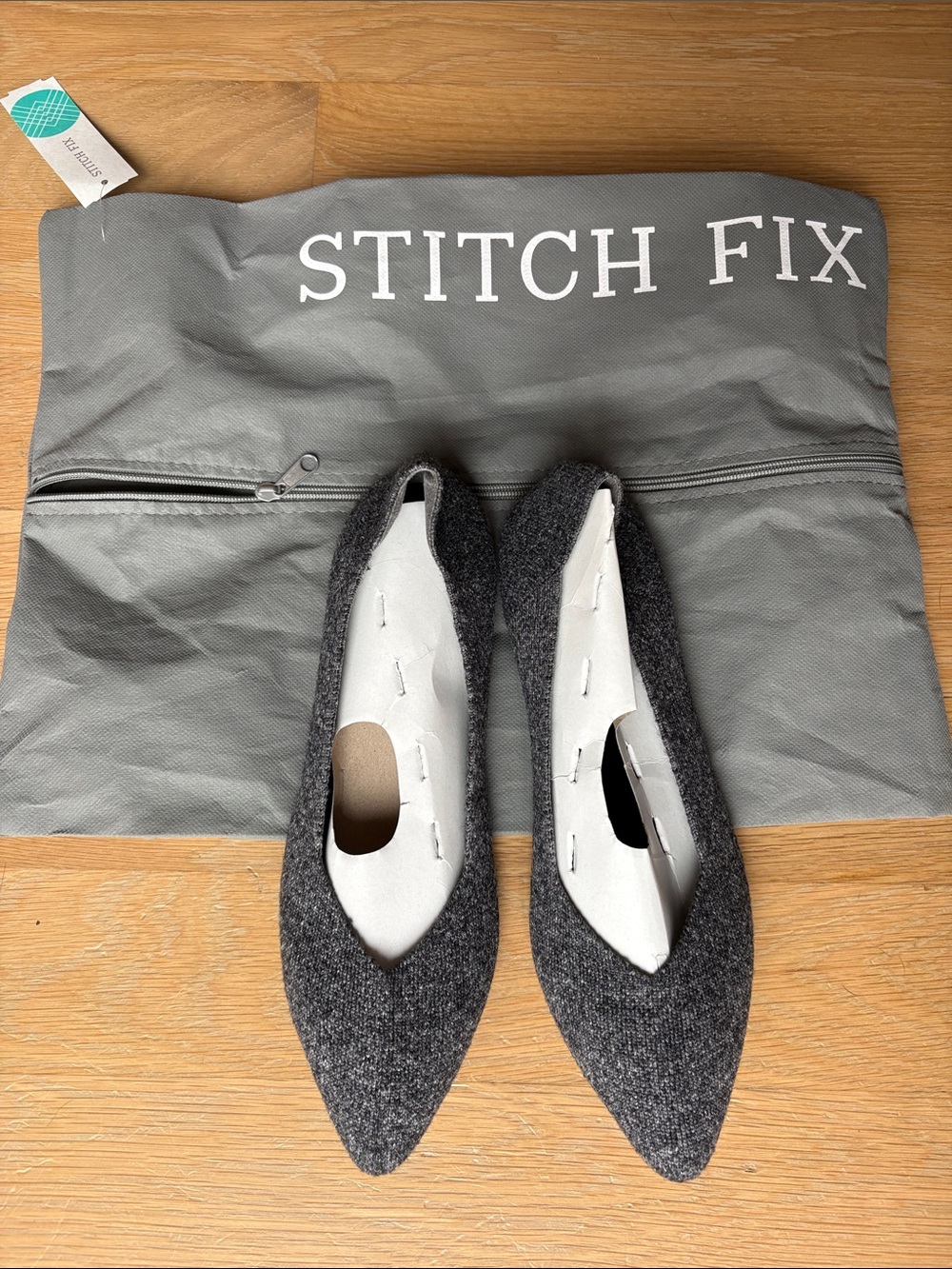 MIA Pointed-Toe Wool-Blend Flats in Charcoal